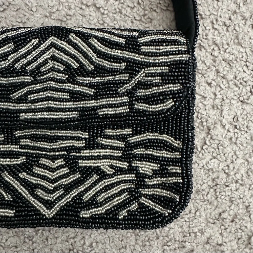 Studio 12 Beaded Black Silver Handbag Womens